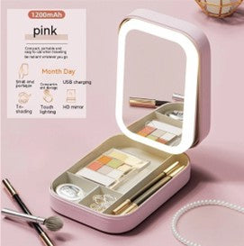 Illuminated makeup box - smart storage with LED mirror and travel handle