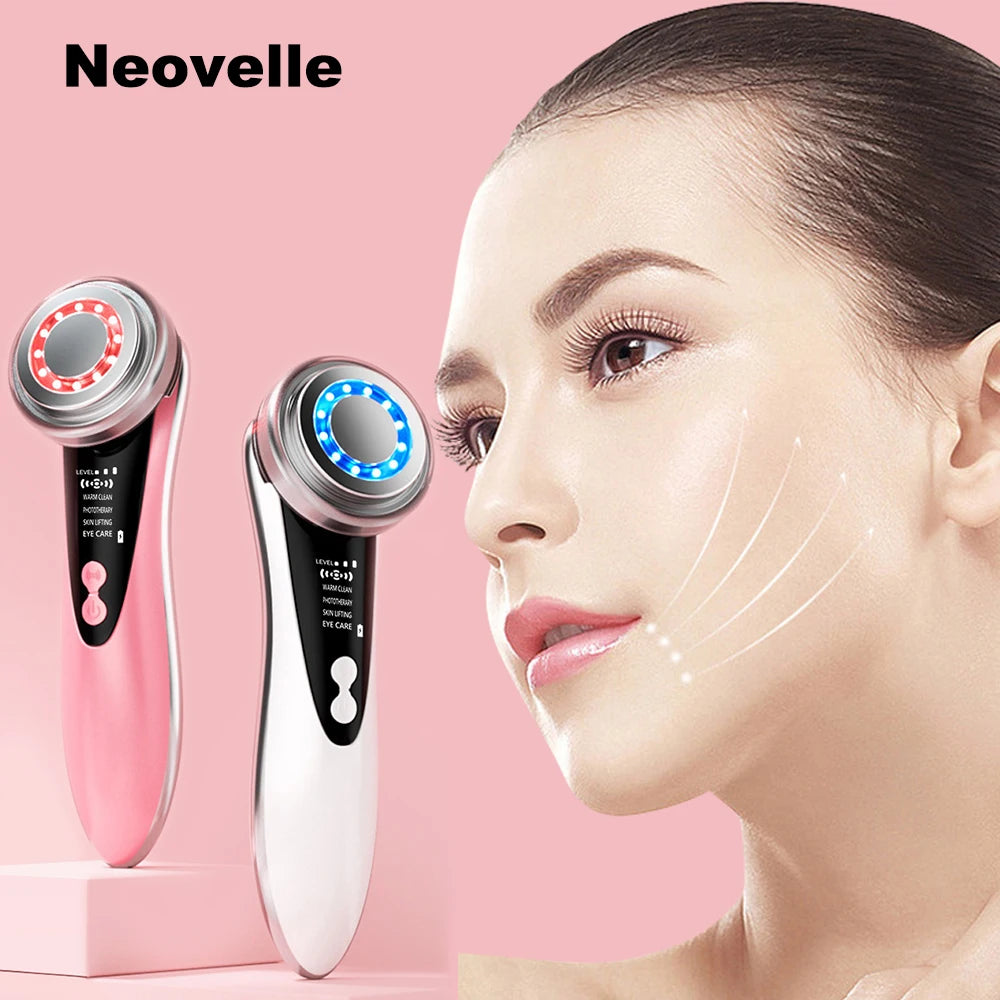 EMS RF Skin-Tightening & Face-Lifting Device Microcurrent Red-Light Massage for Skin Rejuvenation & Glow