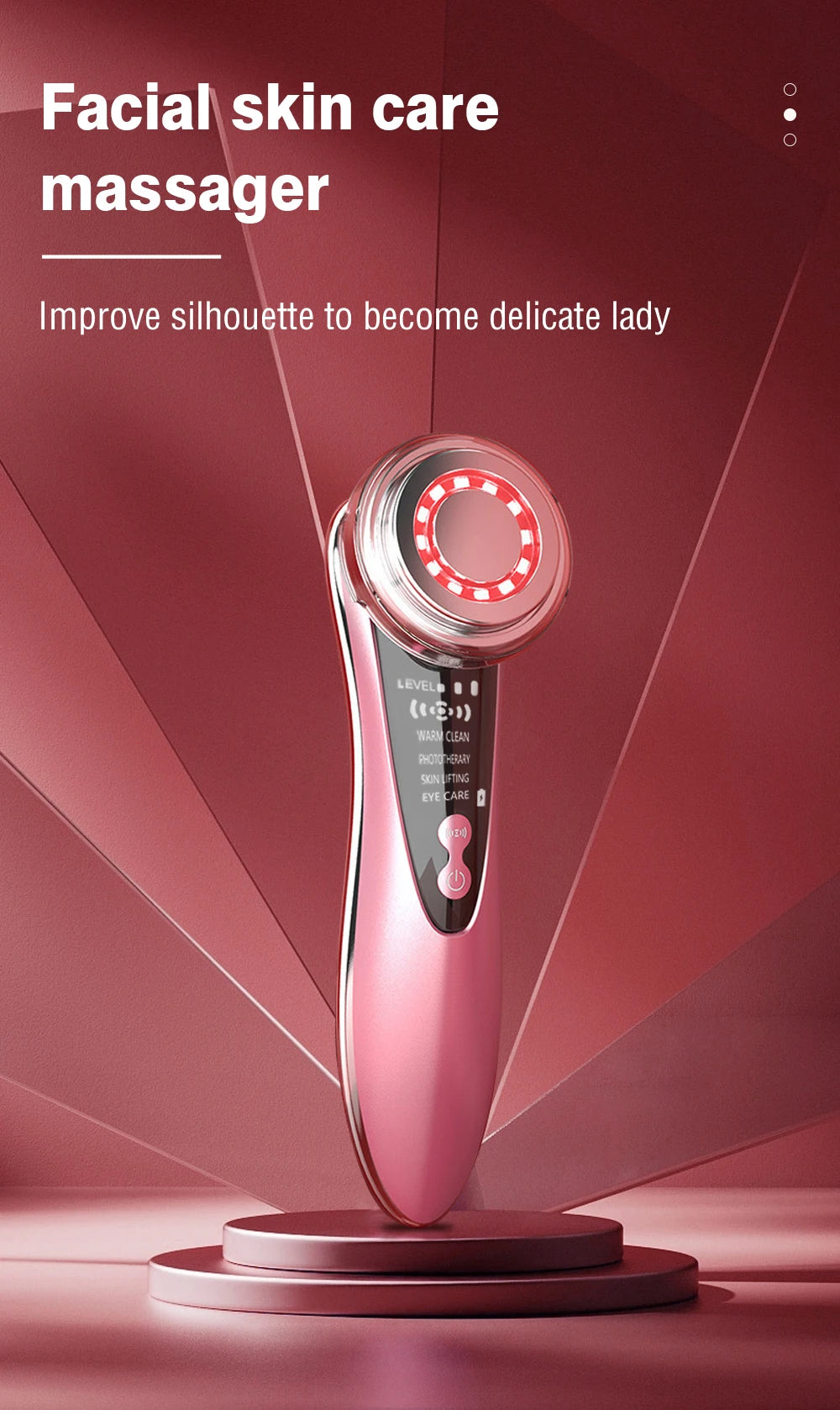 EMS RF Skin-Tightening & Face-Lifting Device Microcurrent Red-Light Massage for Skin Rejuvenation & Glow
