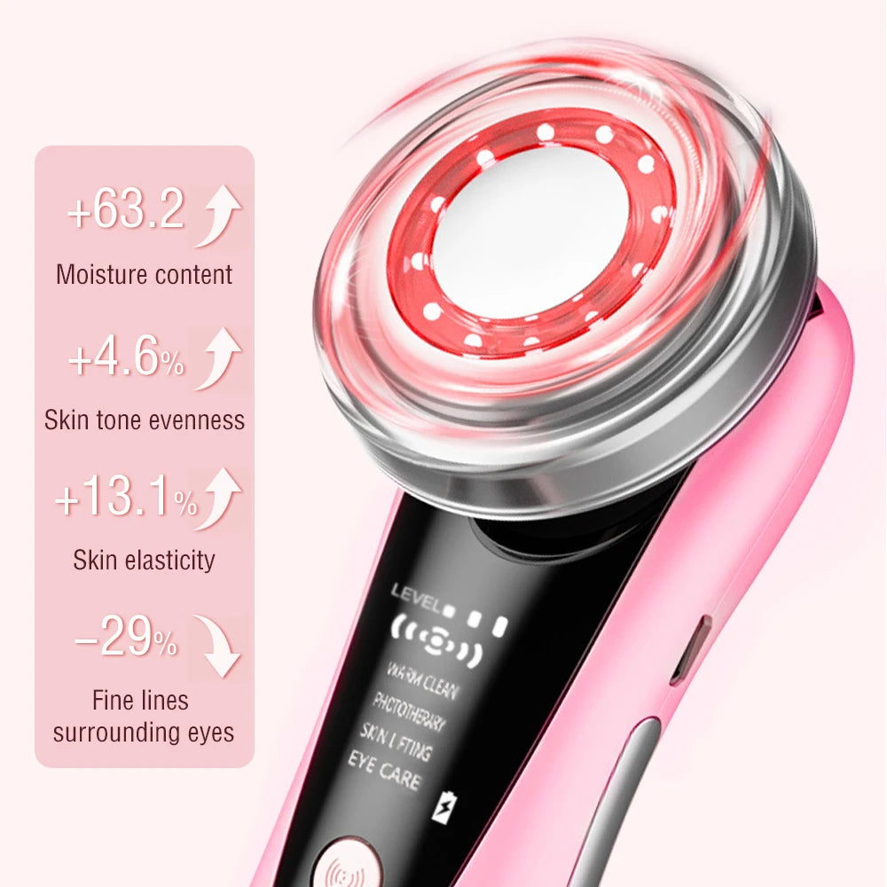 EMS RF Skin-Tightening & Face-Lifting Device Microcurrent Red-Light Massage for Skin Rejuvenation & Glow