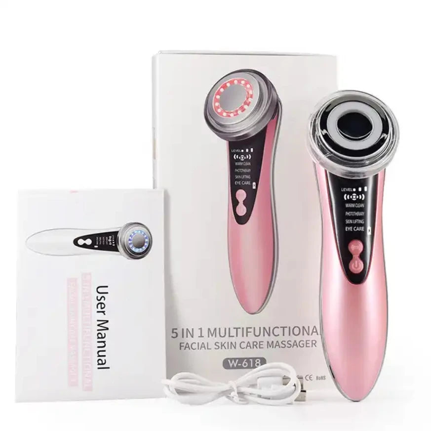 EMS RF Skin-Tightening & Face-Lifting Device Microcurrent Red-Light Massage for Skin Rejuvenation & Glow