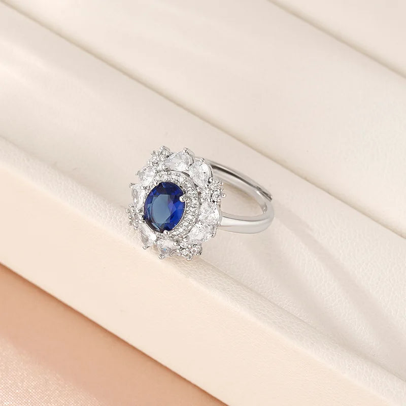 New in Light Luxury Fashion Purple rings for women Sense silver 925 Inlaid Diamond Ruby Ring Adjustable Exquisite Jewelry Gift