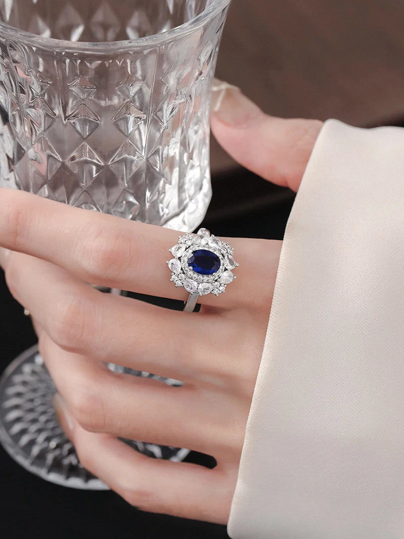 New in Light Luxury Fashion Purple rings for women Sense silver 925 Inlaid Diamond Ruby Ring Adjustable Exquisite Jewelry Gift