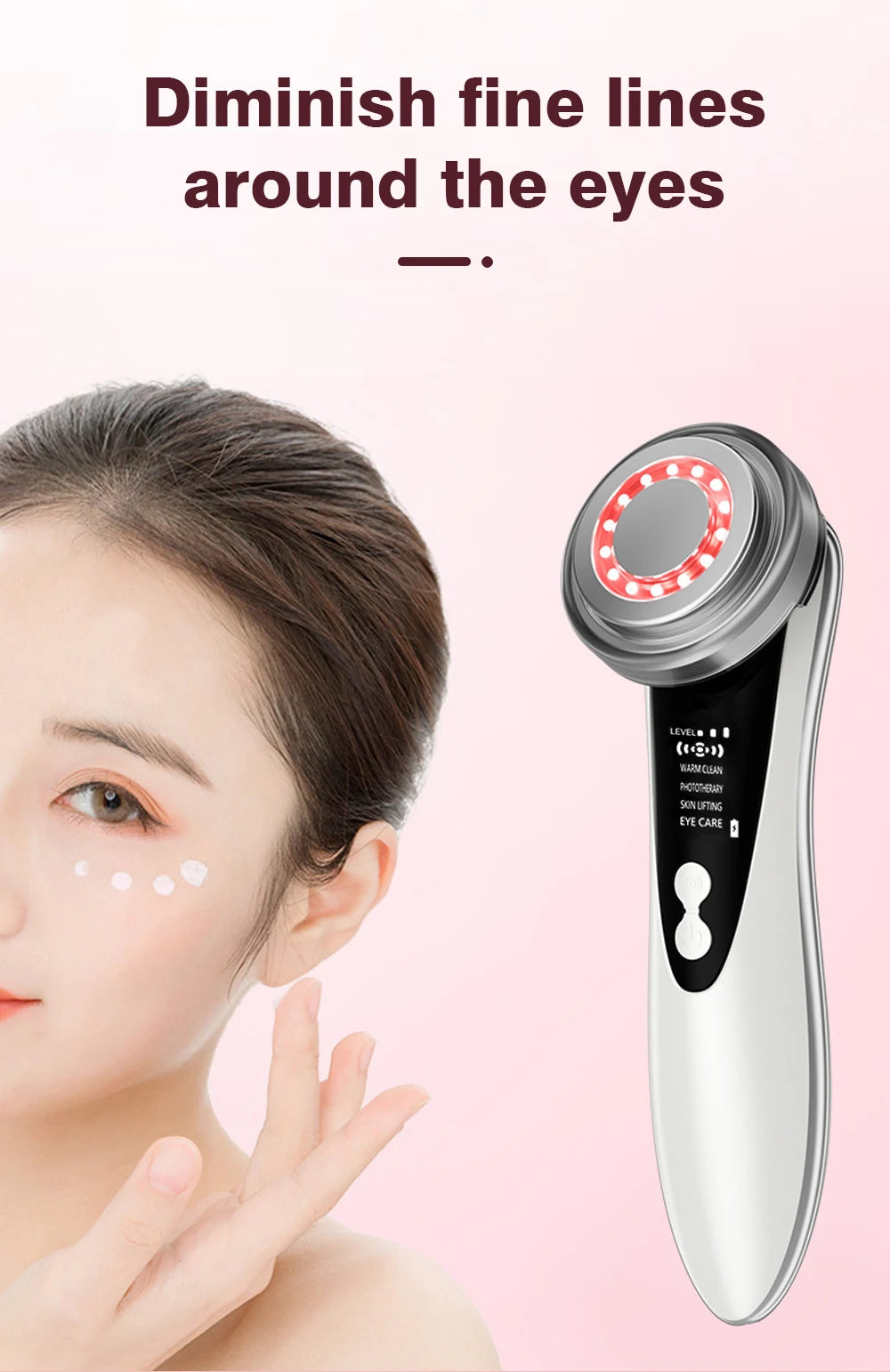 EMS RF Skin-Tightening & Face-Lifting Device Microcurrent Red-Light Massage for Skin Rejuvenation & Glow