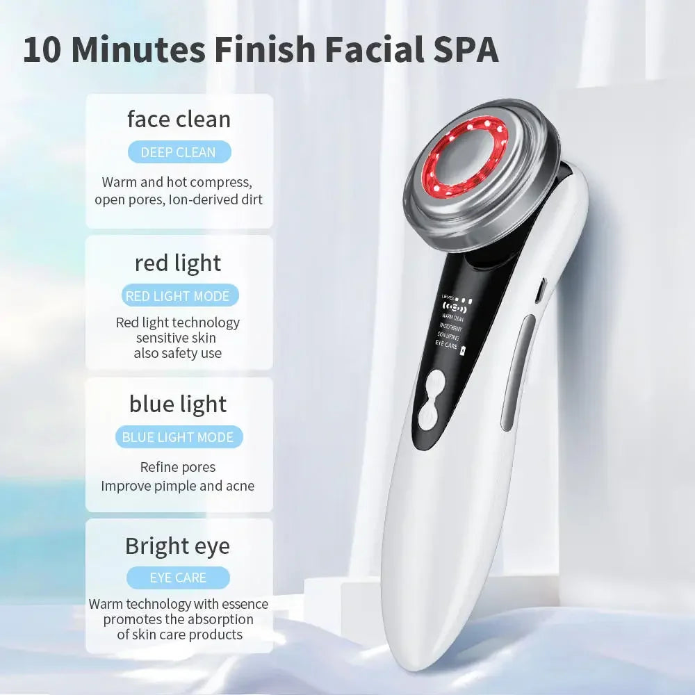 EMS RF Skin-Tightening & Face-Lifting Device Microcurrent Red-Light Massage for Skin Rejuvenation & Glow