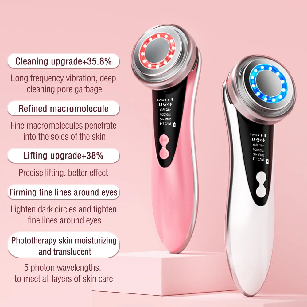 EMS RF Skin-Tightening & Face-Lifting Device Microcurrent Red-Light Massage for Skin Rejuvenation & Glow