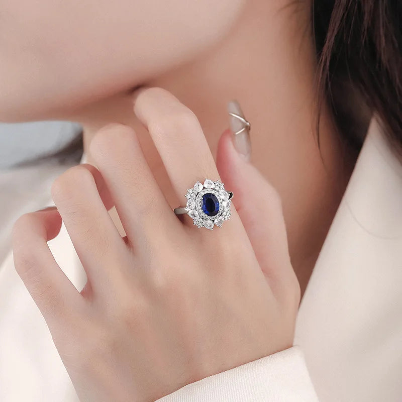 New in Light Luxury Fashion Purple rings for women Sense silver 925 Inlaid Diamond Ruby Ring Adjustable Exquisite Jewelry Gift