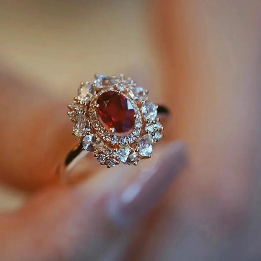 New in Light Luxury Fashion Purple rings for women Sense silver 925 Inlaid Diamond Ruby Ring Adjustable Exquisite Jewelry Gift